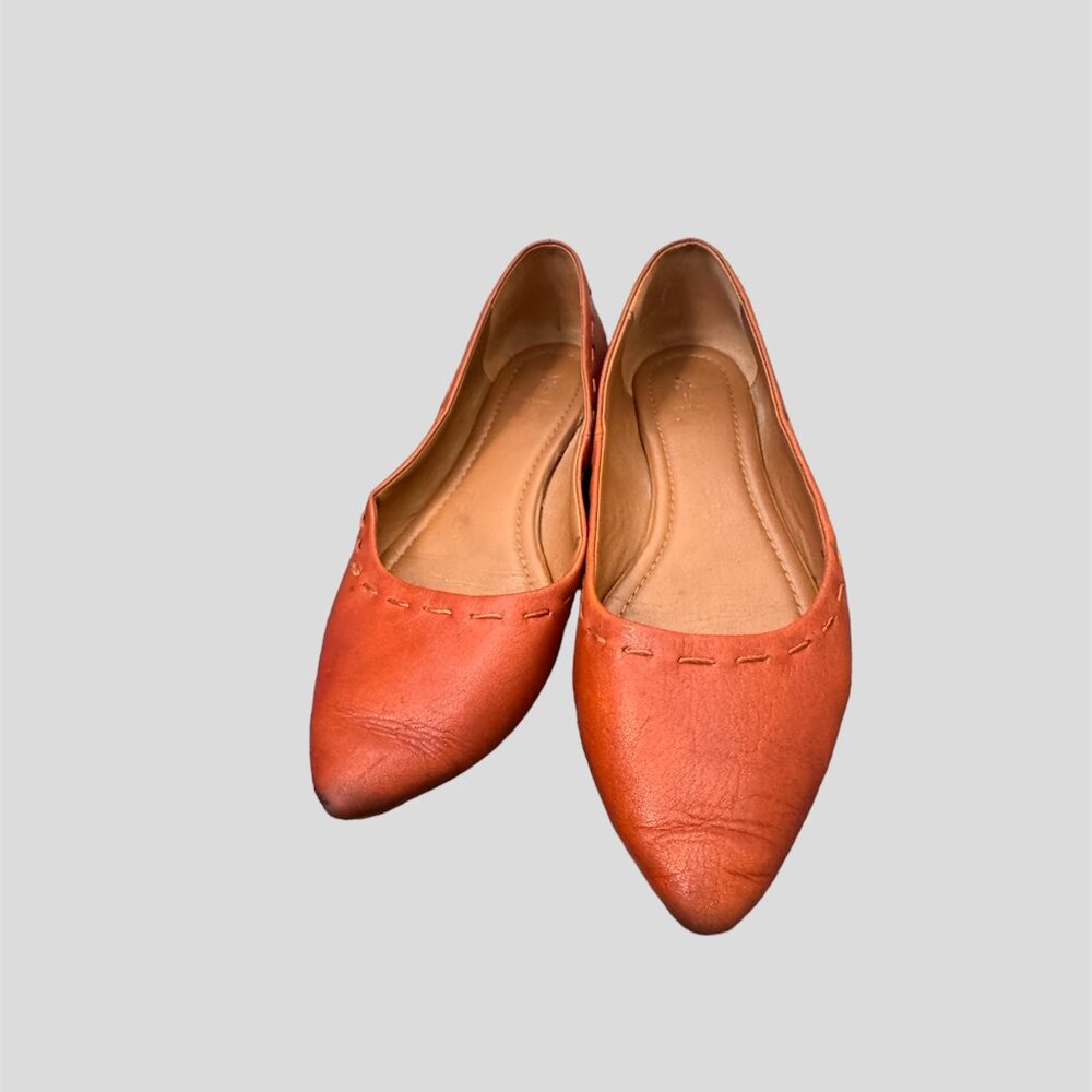 Frye kiki tan leather ballet flats with pointed toe size 8